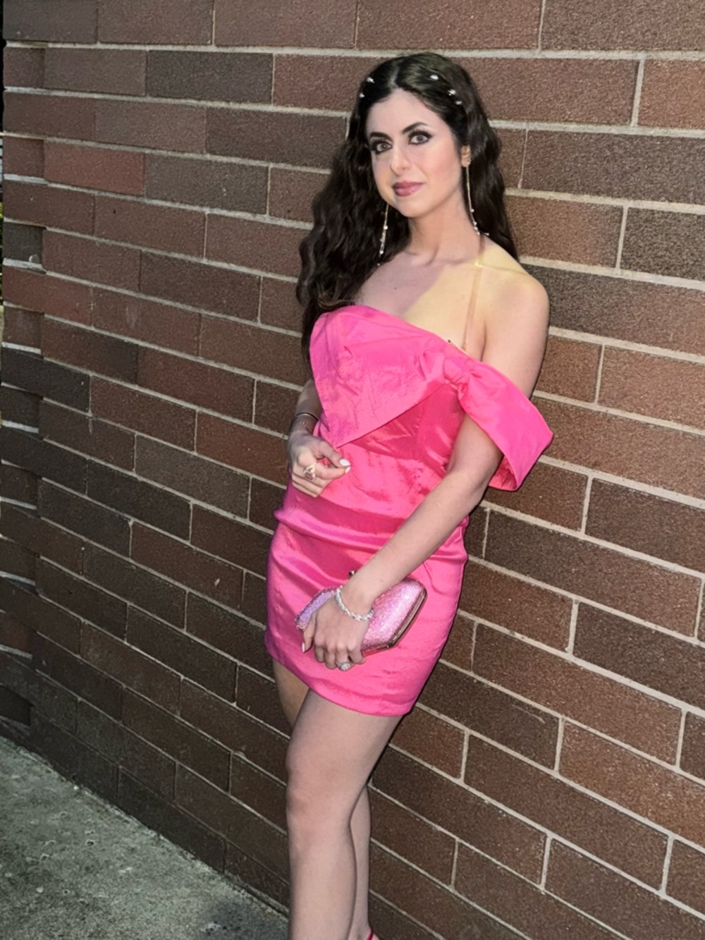 Windsor Pink Off-Shoulder Mini Dress